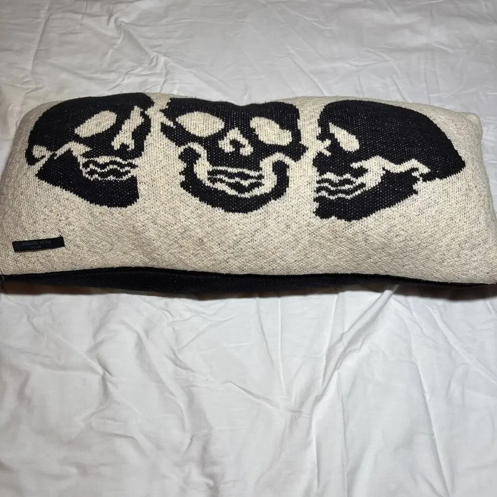 Magaschoni Home Throw Pillow Skulls Black & White Halloween Goth